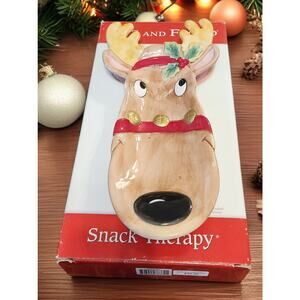 Fitz and Floyd Reindeer Server Cookie Tray 2005 NIB Snack Therapy Collection
